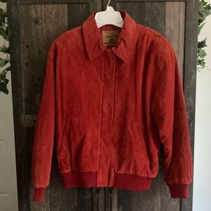 St. John's Bay Vibrant Red Suede Bomber Jacket